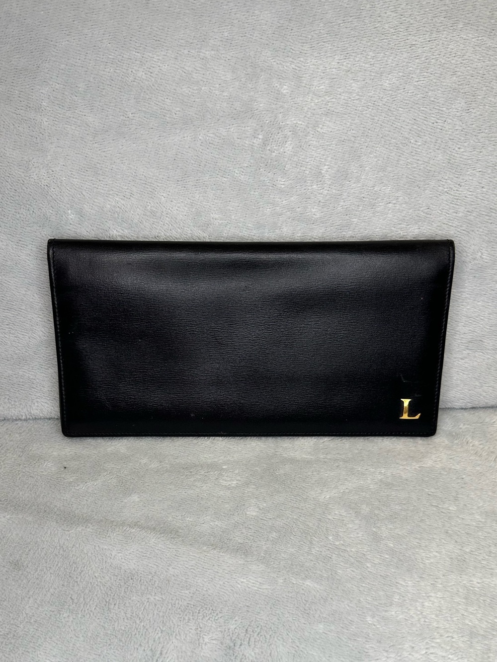 Vintage Lanvin Paris Black Leather Long Wallet